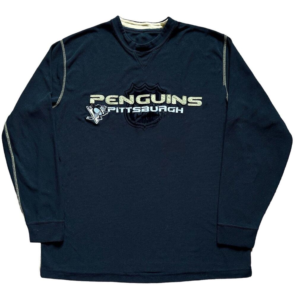 NHL Pittsburgh Penguins Hockey Long Sleeve Shirt Mens Large Black Sweatshirt